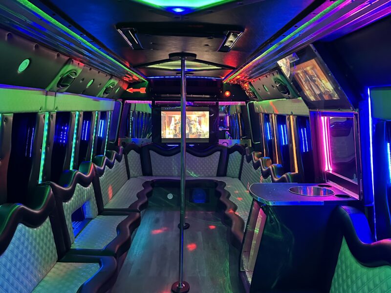 Black 26 passenger party Bus